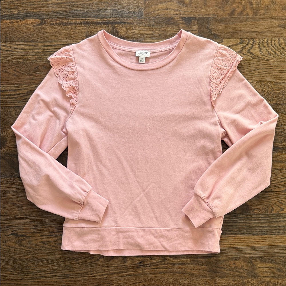 J. Crew Light Pink Eyelet Shoulder Sweater